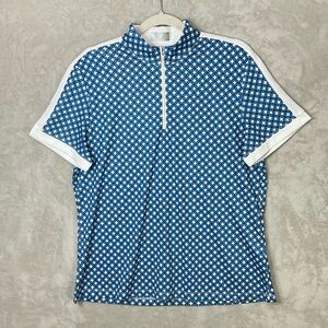 Callaway Womens XL Blue White Geometric Golf Polo Shirt